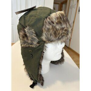 Dakota Dan Green Trapper Hat with Faux Fur Lining – Winter Aviator Style